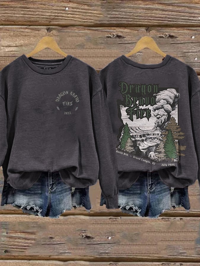 Retro Dragon Bravo Fire North Rim Grand Canyon, AZ July 2025 Print Sweatshirt
