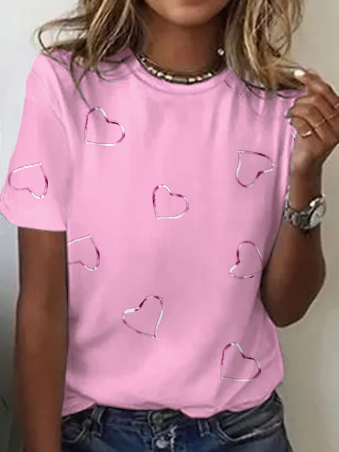 Women's Breast Cancer Awareness Print Casual T-Shirt