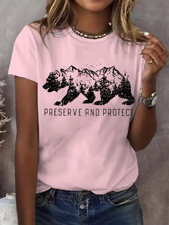Women's Preserve And Protect Print Round Neck T-Shirt