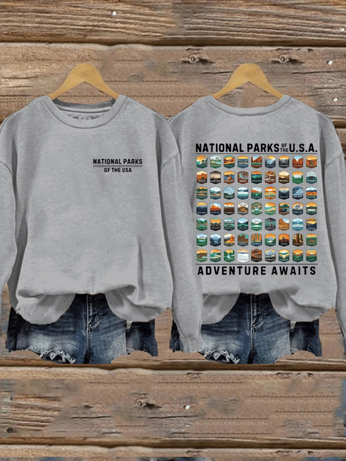 Women's National Parks Of The USA Printed Crew Neck Sweatshirt