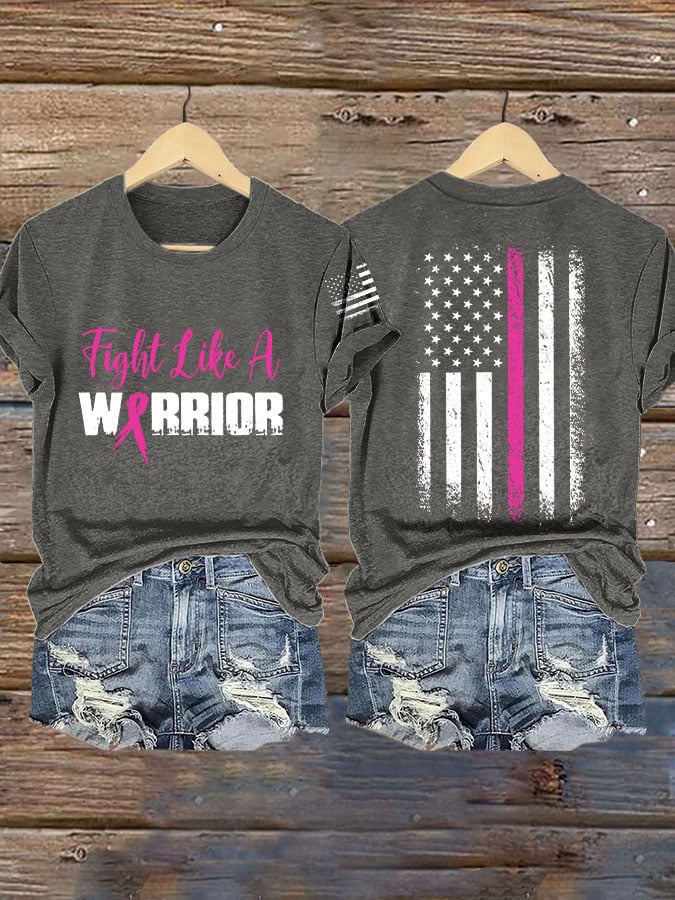 Women'S Breast Cancer Awareness Print Short Sleeve T-Shirt