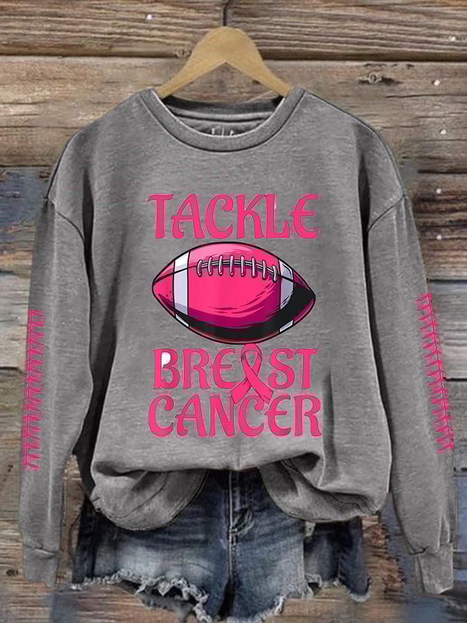 Breast Cancer Casual Print Long Sleeve Sweatshirt
