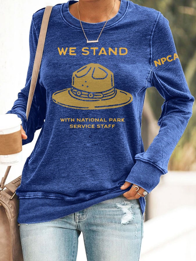 Retro We Stand With National Park Service Staff NPCA Print Sweatshirt