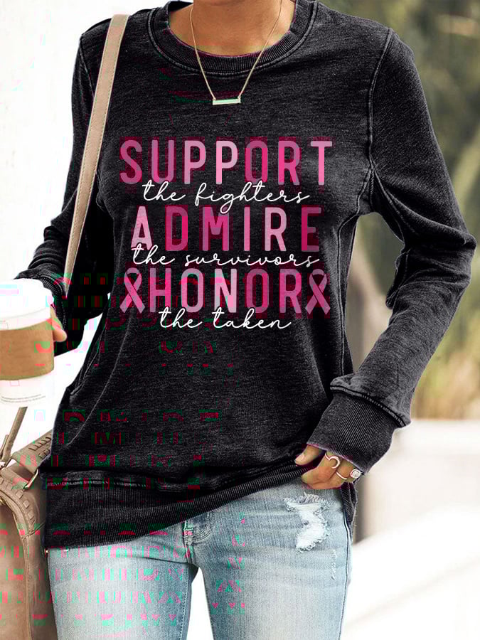 Women'S Casual Support The Fighter Admire The Survivors Honor The Taken Long-Sleeved Sweatshirt