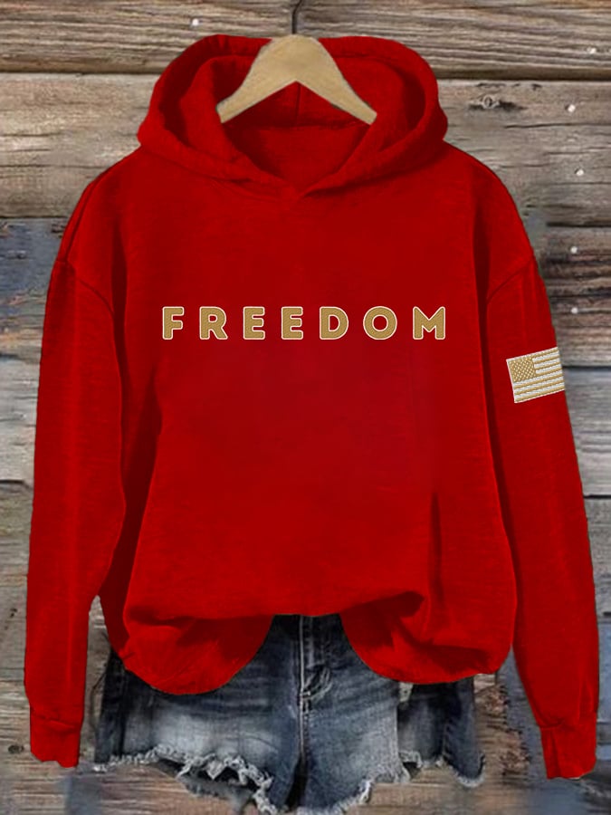 Women's Retro Freedom Print Hoodie