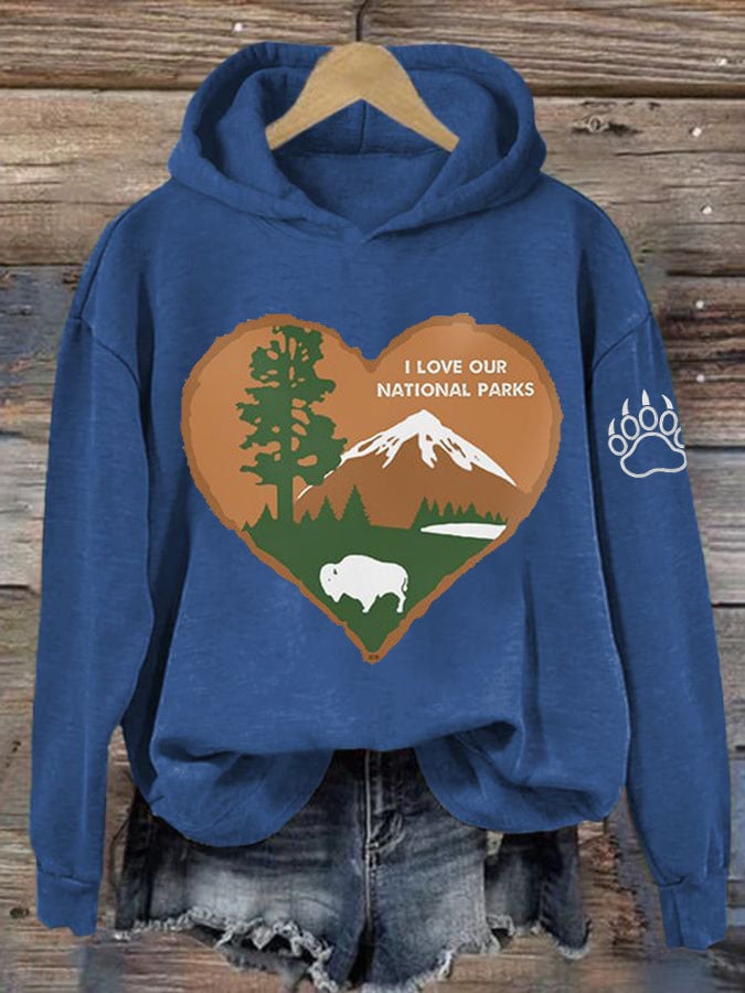 Women’s Retro I Love Our National Parks Printed Hoodie