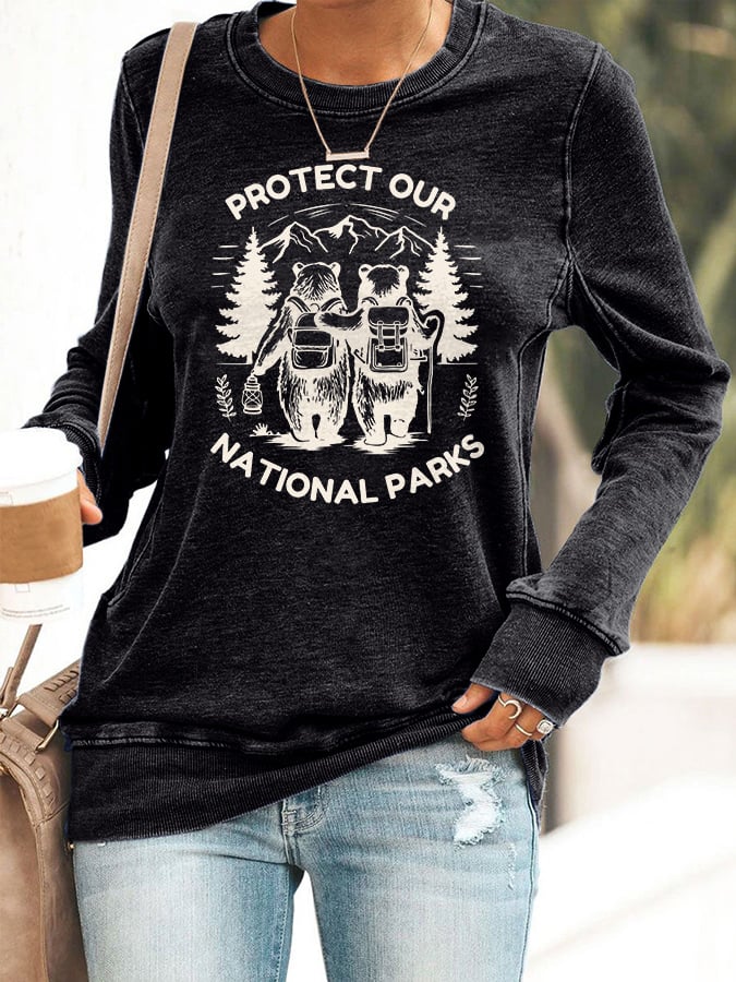Retro Protect Our National Parks Print Sweatshirt