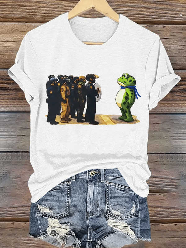 Women's Portland Frog Resist Printed Casual T-Shirt