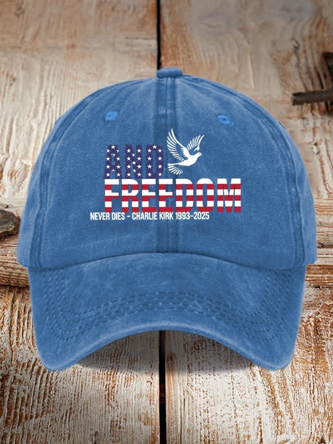 Peace and Freedom American Flag Print Baseball Cap
