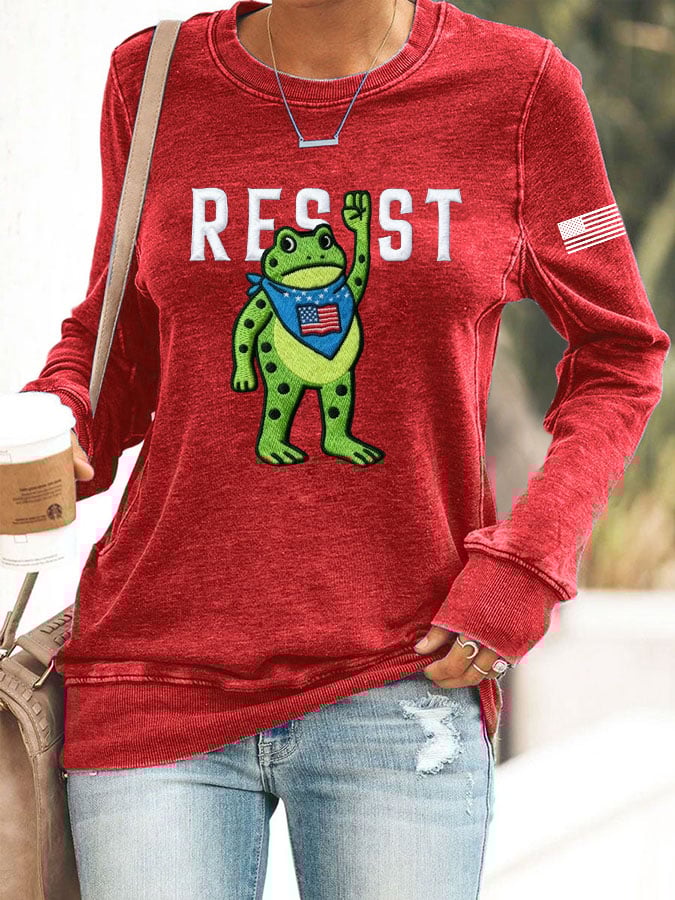 Women's Resist Frog Printed Casual Sweatshirt