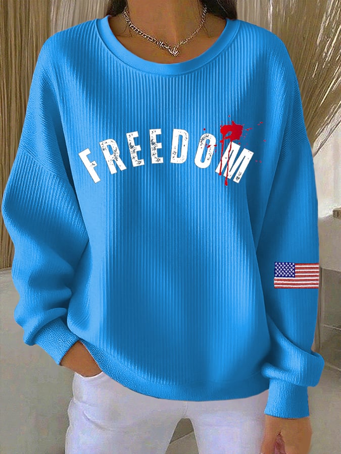 Women's Casual Freedom Faith Textured Sweatshirt
