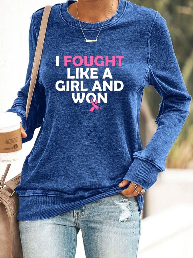 Women's Breast Cancer Survivor Printed Long Sleeve Sweatshirt