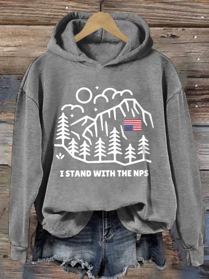 Retro I Stand With The NPS National Park Support Print Hoodie