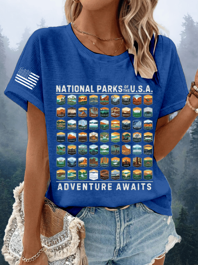 Women's National Parks Of The USA Waffle Crew Neck T-Shirt