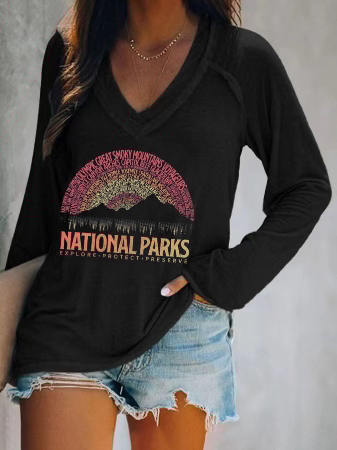 Women's National Parks Explore, Protect, Preserve Print Casual T-shirt