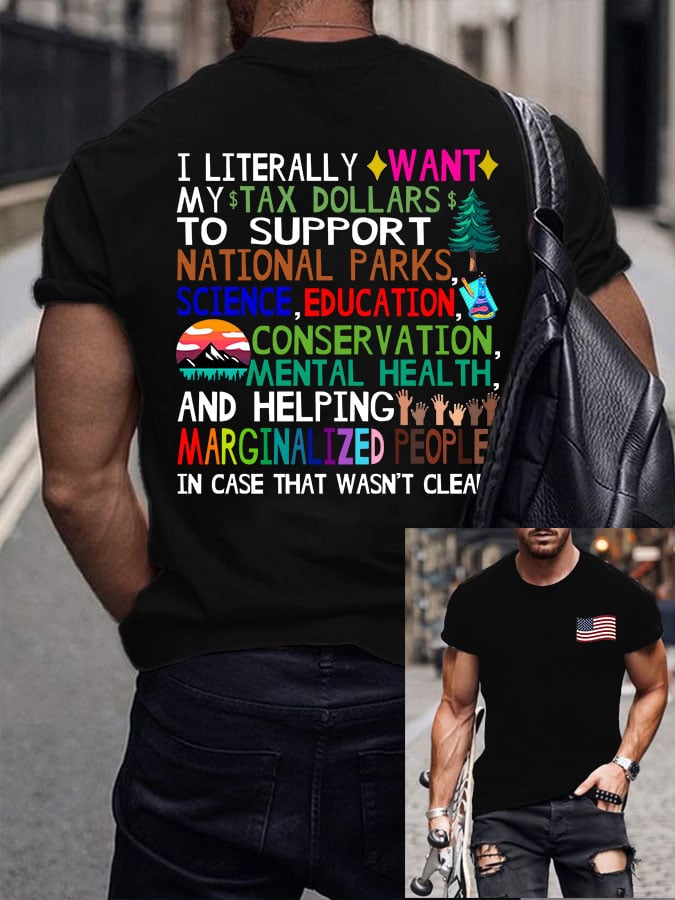 Men's Support Our National Parks Printed Round Neck T-Shirt