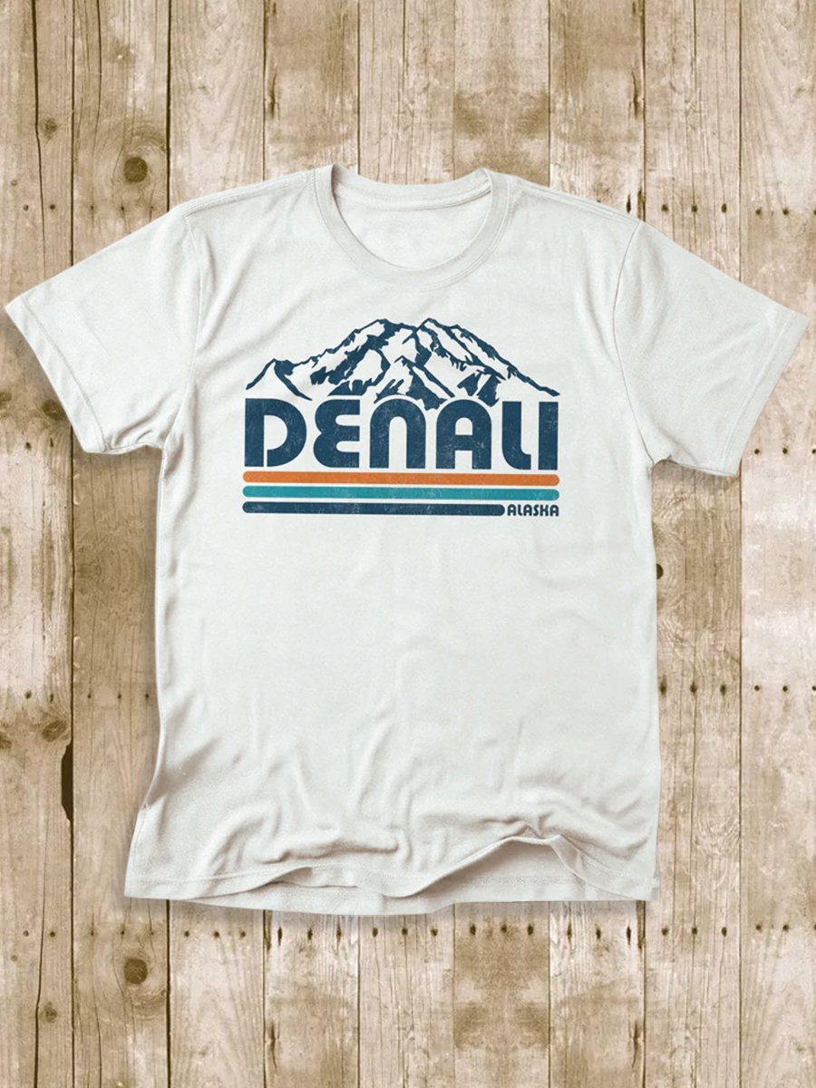 Men's 100% Cotton Denali National Park Crew Neck Short Sleeve T-Shirt