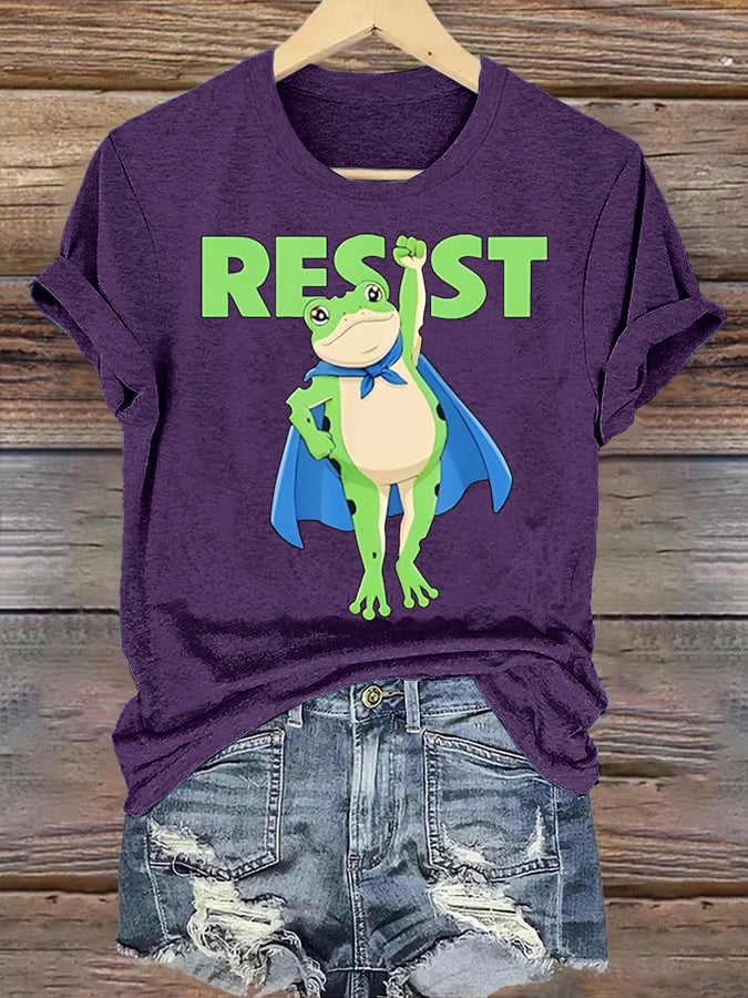 Women's Portland Frog Art Print Casual T-Shirt