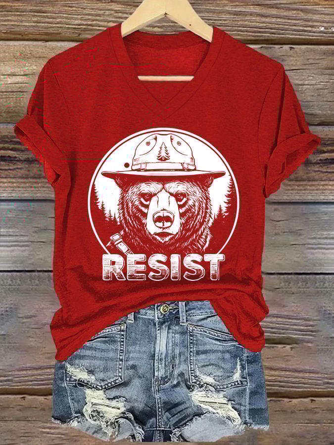 Women's Protect Our National Parks Print V Neck T-Shirt