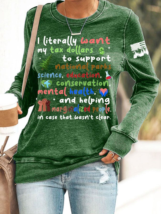 Women's Support National Parks Print Round Neck Sweatshirt