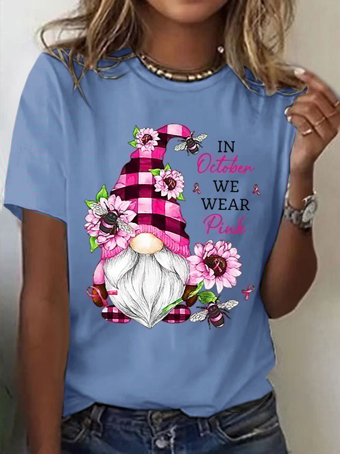 Women's Breast Cancer Awareness Print Casual T-Shirt