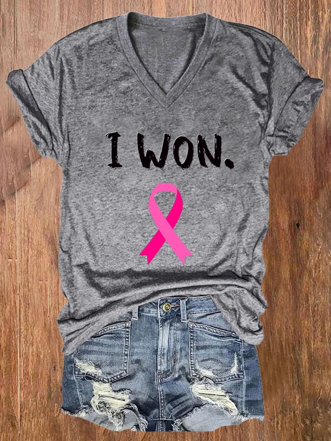 Women's Breast Cancer Survivor Printed Casual T-Shirt