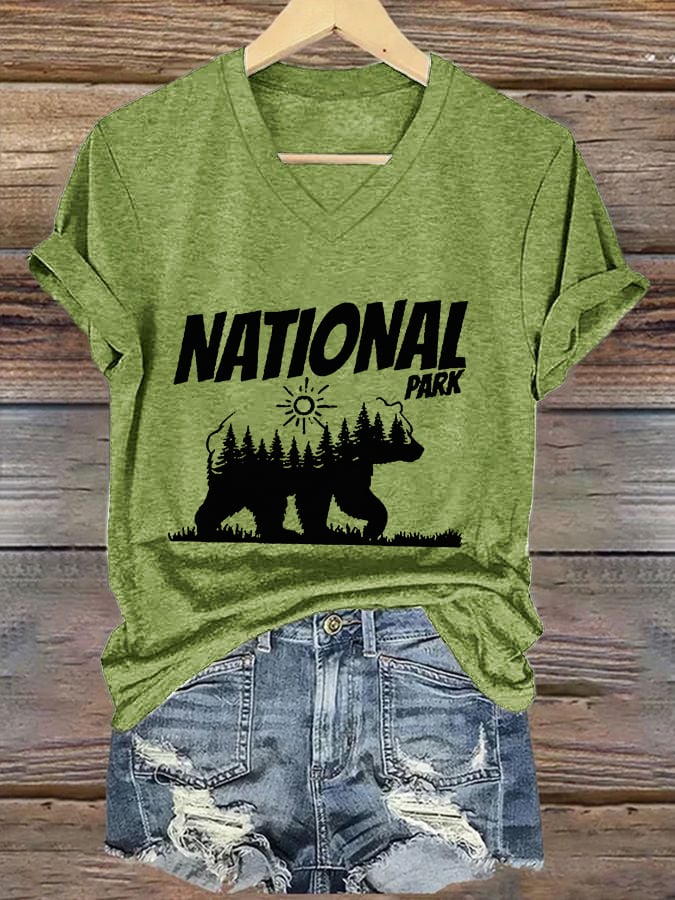 Women's National Park Print V-Neck T-Shirt