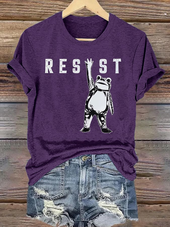 Women's Portland Frog Resist Printed Casual T-Shirt