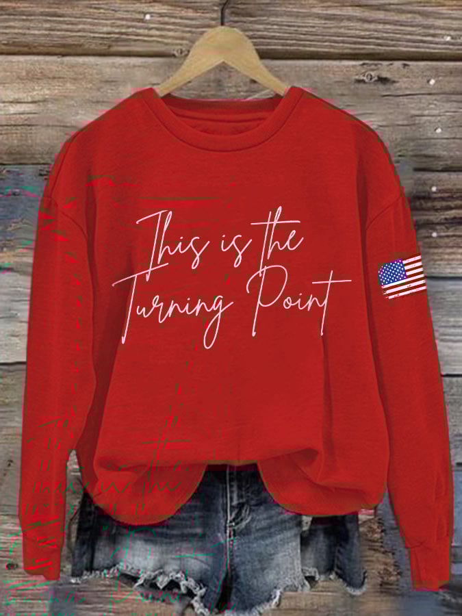 Retro This Is The Turning Point Print Sweatshirt