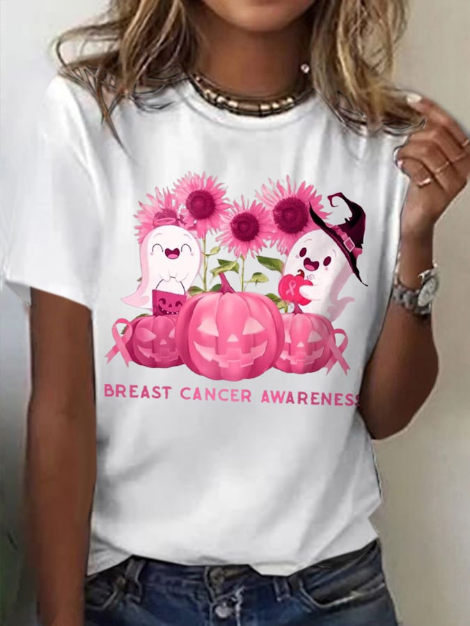Women's Breast Cancer Printed Casual T-Shirt