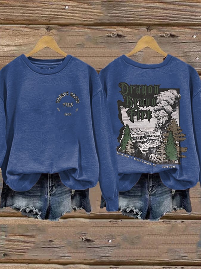 Retro Dragon Bravo Fire North Rim Grand Canyon, AZ July 2025 Print Sweatshirt