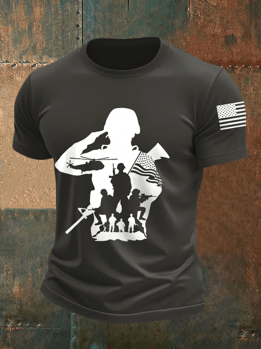Men's Veteran Printed Round Neck T-Shirt