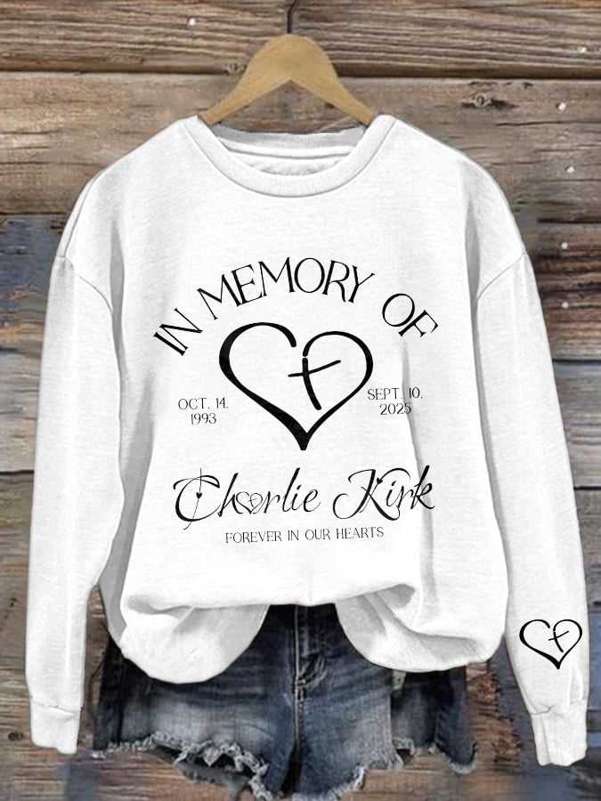 Retro Forever In Our Hearts Print Sweatshirt