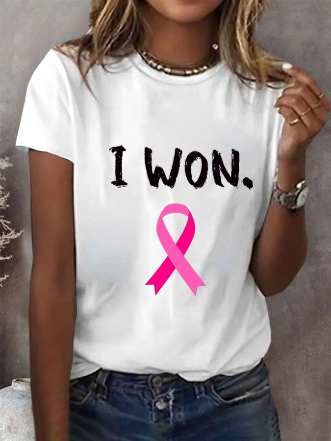 Women's Breast Cancer Awareness Print Casual T-Shirt