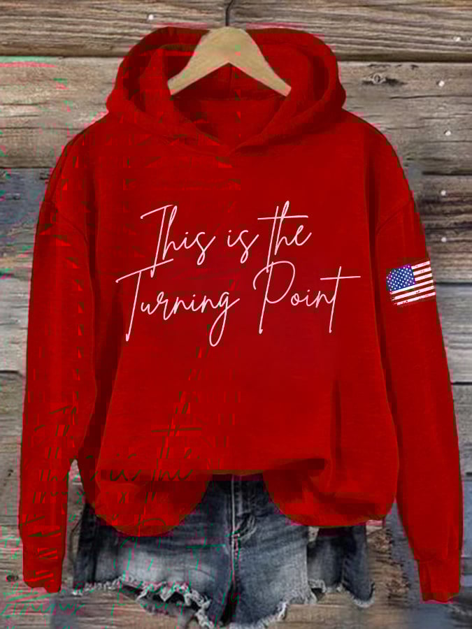 Retro This Is The Turning Point Print Hoodie