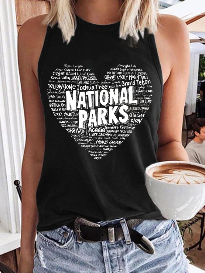 Women's National Parks Explore, Protect, Preserve Print Crew Neck Tank Top