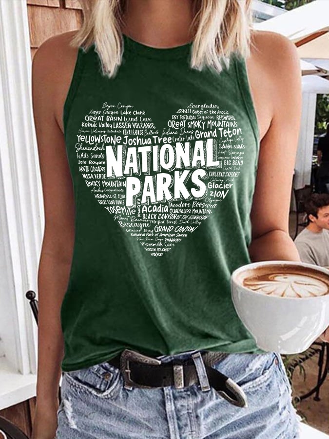 Women's National Parks Explore, Protect, Preserve Print Crew Neck Tank Top