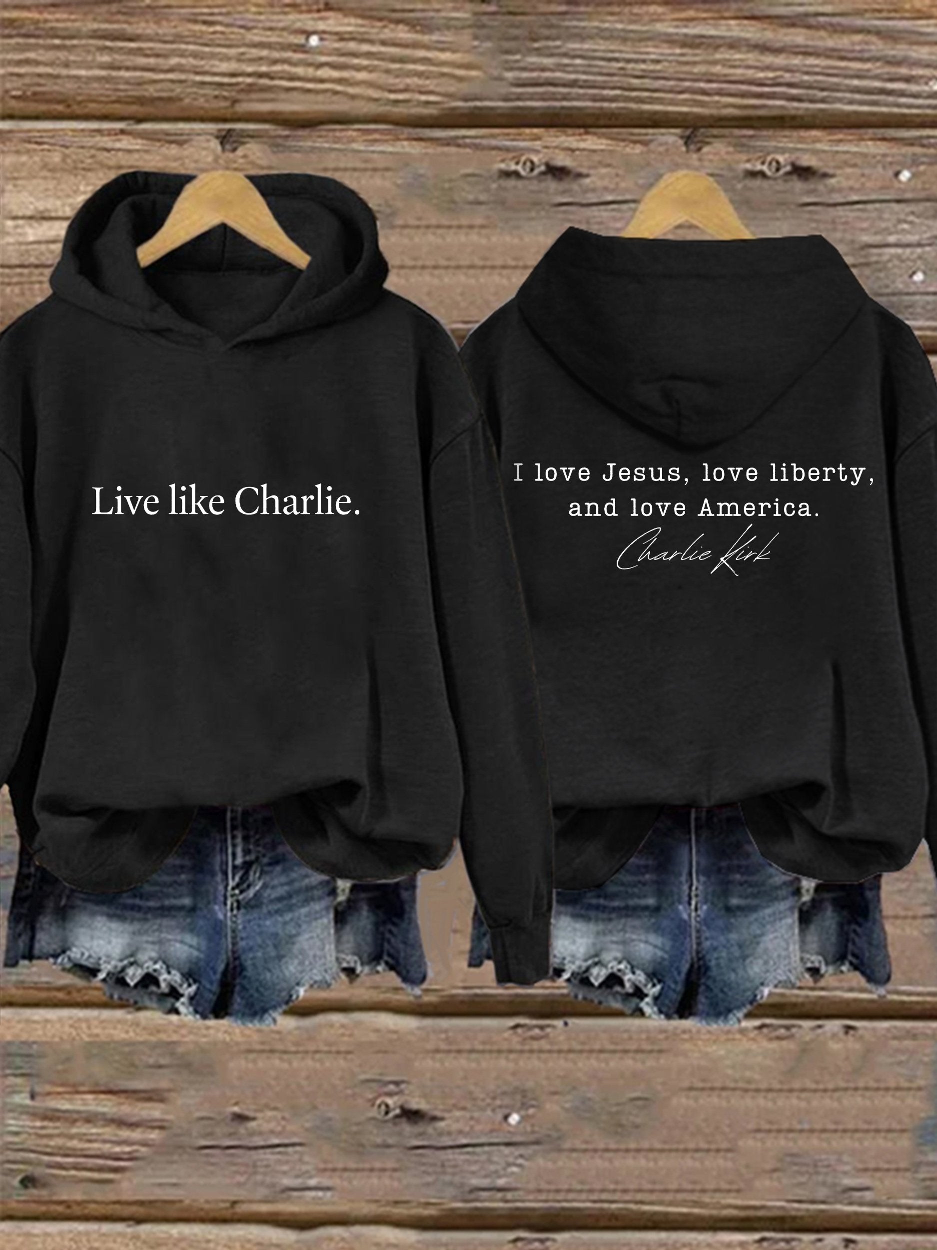 Retro Live Like I Love Jesus, Love Liberty, And Love America Print Hoodie