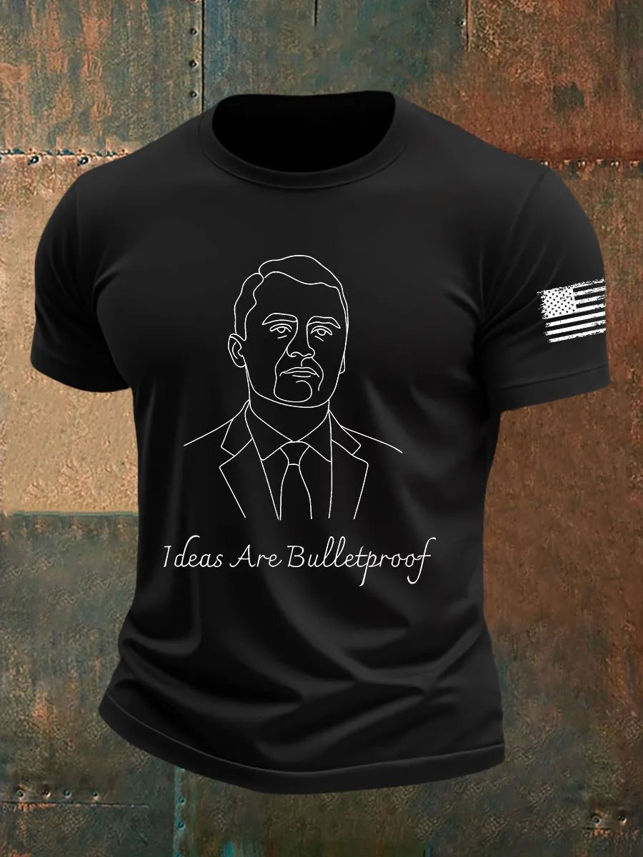 Men's Ideas Are Bulletproof Printed Casual T-Shirt
