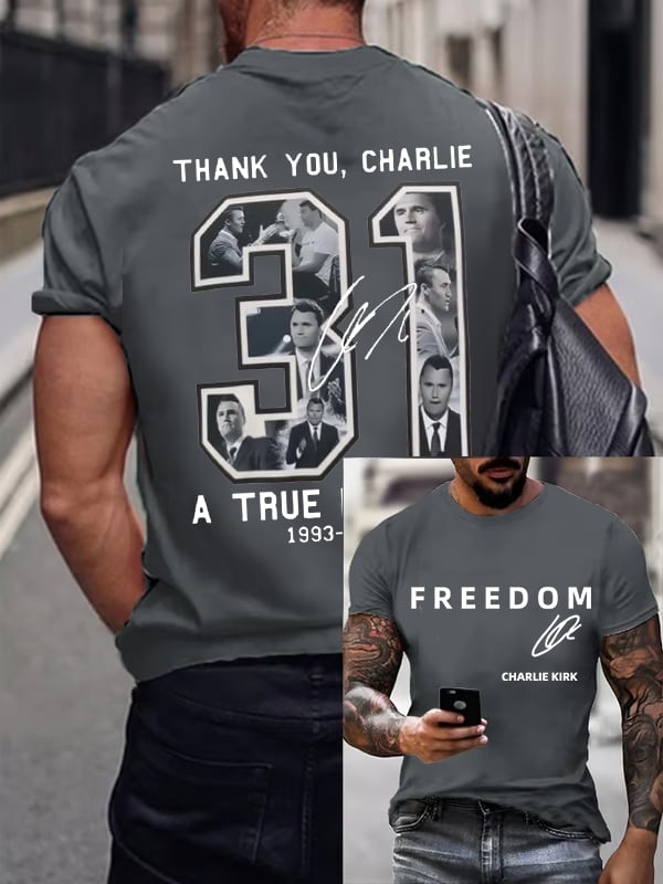 🎂 Happy BirthdayMen's Commemorative Liberty Signature 31 Print T-shirt