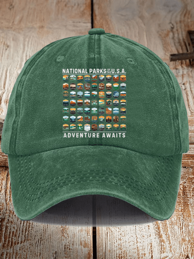 Unisex Distressed Washed Cotton National Parks Of The USA Hat
