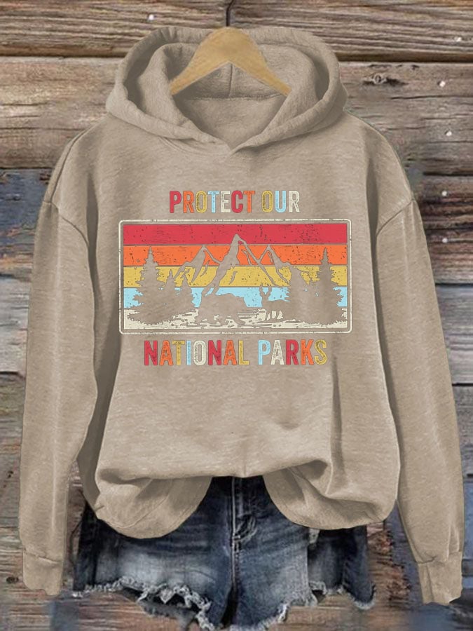 Women's Retro Retro Protect Our National Parks Printed Hoodie