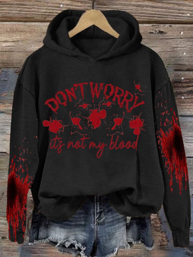 Don't Worry It'S Not My Blood Halloween Women'S Printed Casual Long-Sleeved Sweatshirt