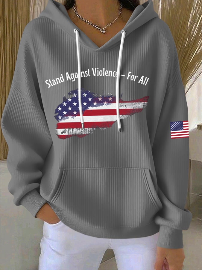 Women's Stand Against Violence For All Printed Hoodie