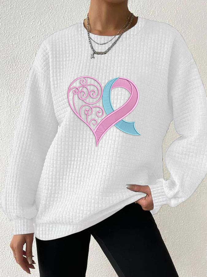 Women's Pink Heart Checkered Sweatshirt
