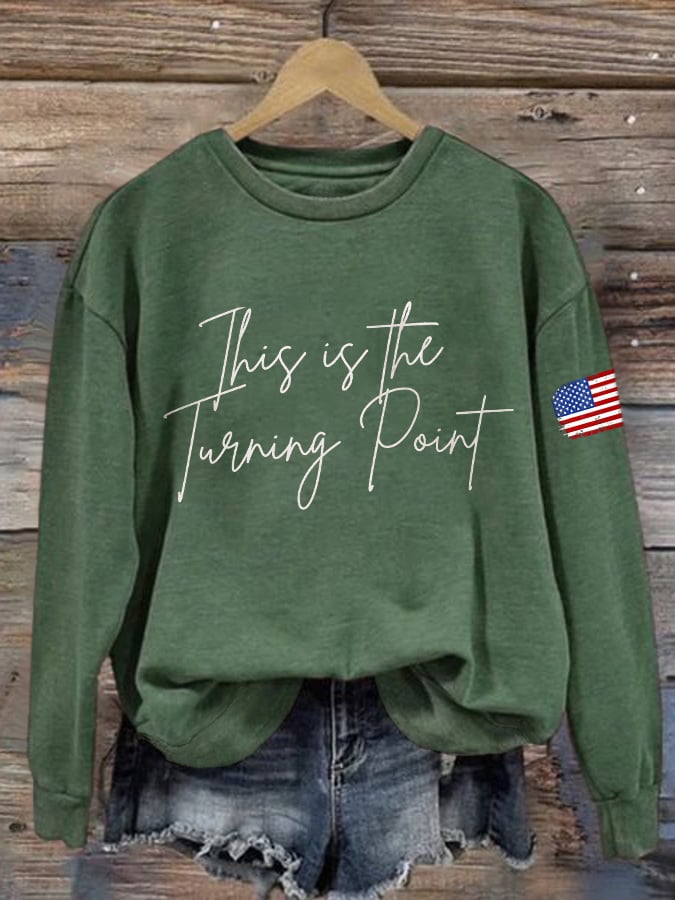Retro This Is The Turning Point Print Sweatshirt