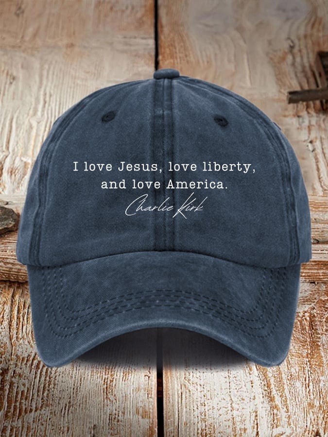 Retro I Love Jesus, Love Liberty, And Love America Print Baseball Cap