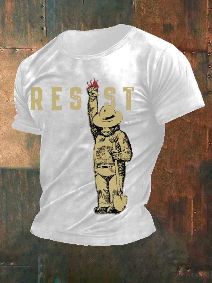 Men's Support National Parks Printed Round Neck T-Shirt