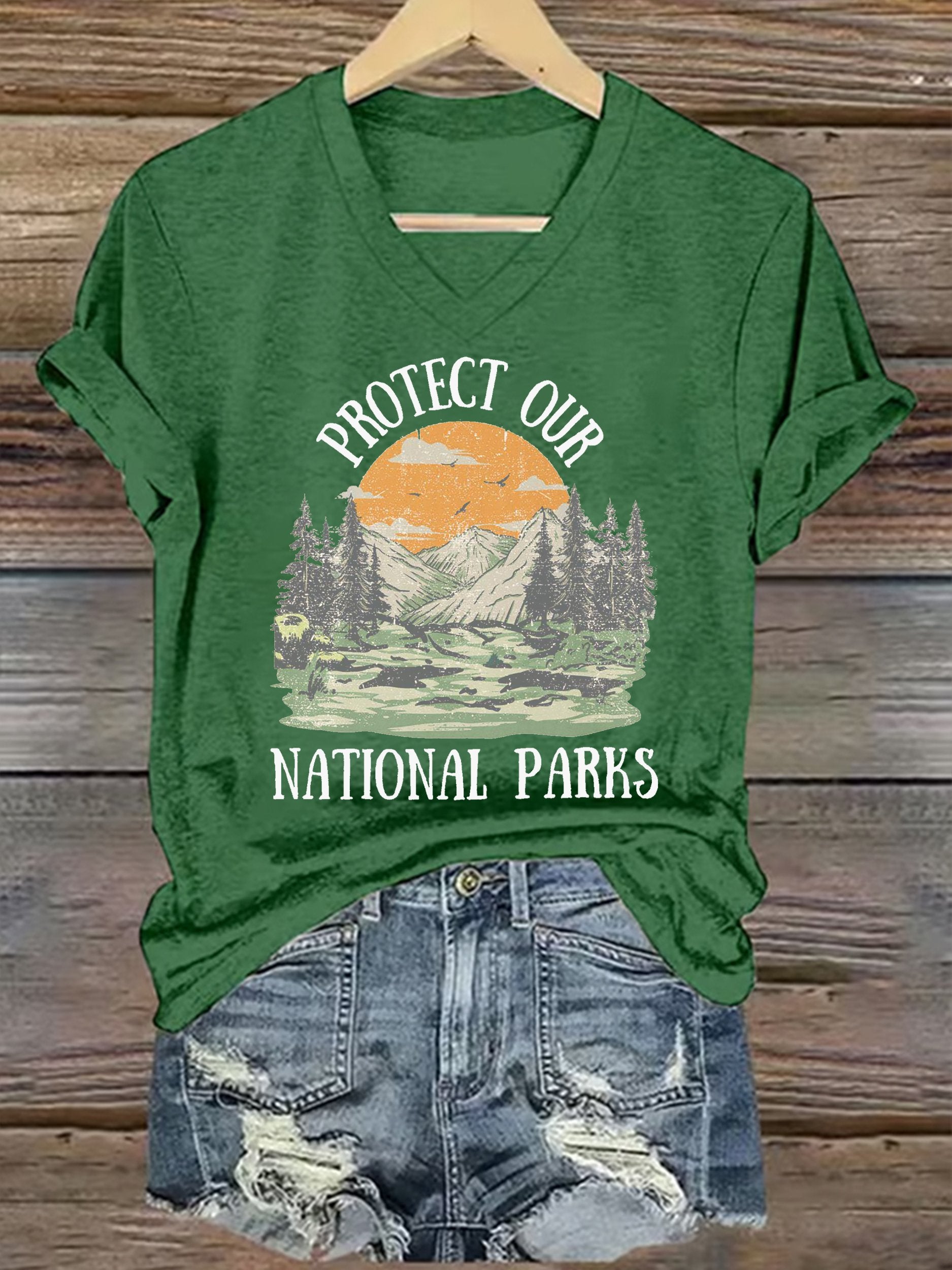 Women's Protect Our National Parks Printed Short-Sleeved T-Shirt