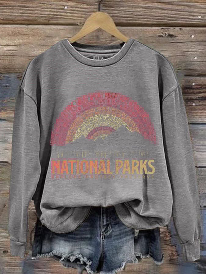 Women's Hotspots 63 National Parks Explore, Protect, And Preserve Printed Casual Sweatshirts